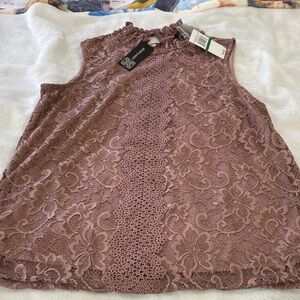 Cable & Gauge Mauve Lace Sleeveless Blouse